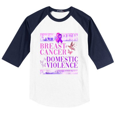 Breast Cancer And Domestic Violence Awareness Baseball Sleeve Shirt