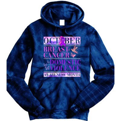 Breast Cancer And Domestic Violence Awareness Tie Dye Hoodie