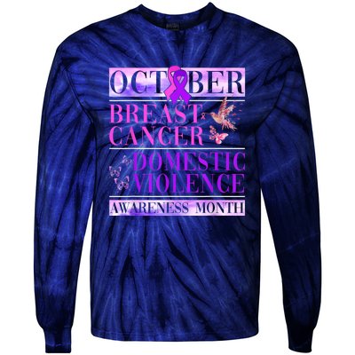 Breast Cancer And Domestic Violence Awareness Tie-Dye Long Sleeve Shirt