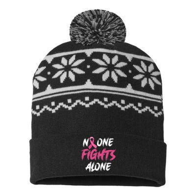 Breast Cancer Awareness Pink Ribbon USA-Made Snowflake Beanie