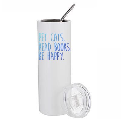 Book Cats And Books Bookworm Gift Stainless Steel Tumbler