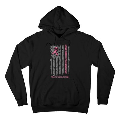 Breast Cancer American Flag Breast Cancer Awareness Hoodie