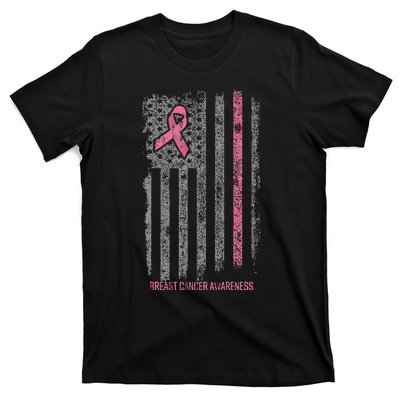 Breast Cancer American Flag Breast Cancer Awareness T-Shirt