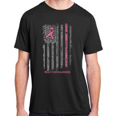 Breast Cancer American Flag Breast Cancer Awareness Adult ChromaSoft Performance T-Shirt