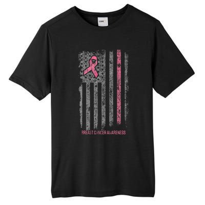 Breast Cancer American Flag Breast Cancer Awareness Tall Fusion ChromaSoft Performance T-Shirt