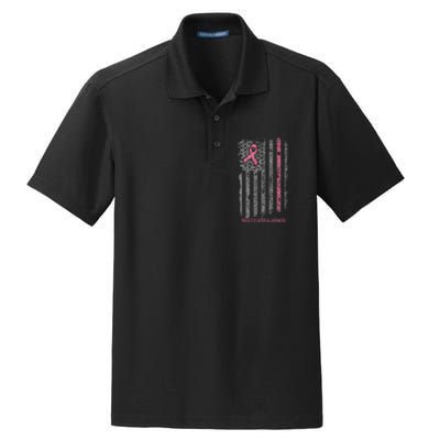 Breast Cancer American Flag Breast Cancer Awareness Dry Zone Grid Polo