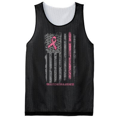 Breast Cancer American Flag Breast Cancer Awareness Mesh Reversible Basketball Jersey Tank