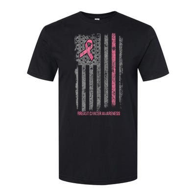 Breast Cancer American Flag Breast Cancer Awareness Softstyle CVC T-Shirt