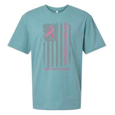 Breast Cancer American Flag Breast Cancer Awareness Sueded Cloud Jersey T-Shirt