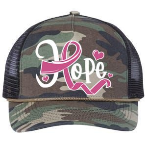 Breast Cancer Awareness Hope Pink Ribbon Retro Rope Trucker Hat Cap