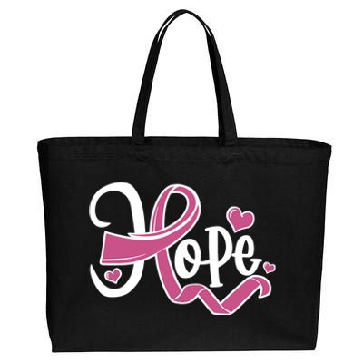 Breast Cancer Awareness Hope Pink Ribbon Cotton Canvas Jumbo Tote