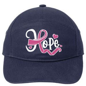 Breast Cancer Awareness Hope Pink Ribbon 7-Panel Snapback Hat