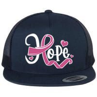 Breast Cancer Awareness Hope Pink Ribbon Flat Bill Trucker Hat