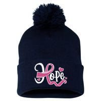 Breast Cancer Awareness Hope Pink Ribbon Pom Pom 12in Knit Beanie