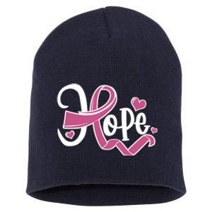 Breast Cancer Awareness Hope Pink Ribbon Short Acrylic Beanie