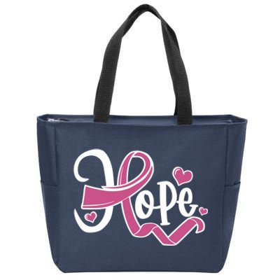 Breast Cancer Awareness Hope Pink Ribbon Zip Tote Bag