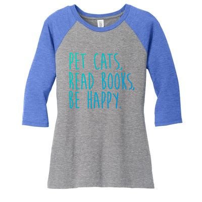 Book Cats And Books Bookworm Gift Women's Tri-Blend 3/4-Sleeve Raglan Shirt