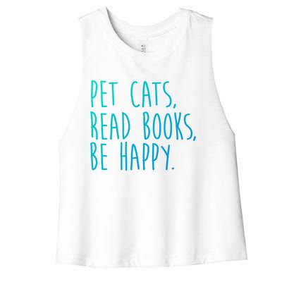 Book Cats And Books Bookworm Gift Women's Racerback Cropped Tank