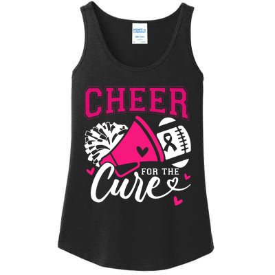 Breast Cancer Awareness Cheer For The Cure Football Fan Ladies Essential Tank