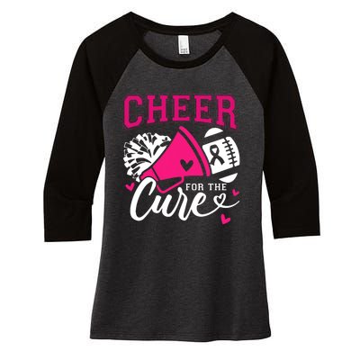 Breast Cancer Awareness Cheer For The Cure Football Fan Women's Tri-Blend 3/4-Sleeve Raglan Shirt