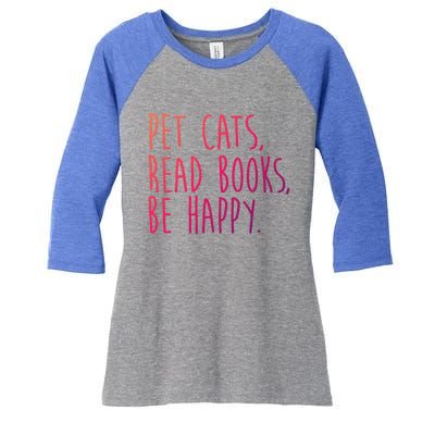 Book Cats And Books Bookworm Gift Women's Tri-Blend 3/4-Sleeve Raglan Shirt