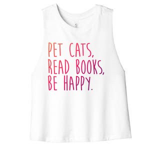 Book Cats And Books Bookworm Gift Women's Racerback Cropped Tank