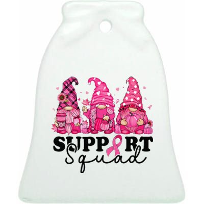 Breast Cancer Awareness For Gnomes Support Squad Ceramic Bell Ornament