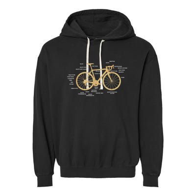 Bicycle Cycling Anatomy Road Bike Parts Biking Cyclist Garment-Dyed Fleece Hoodie