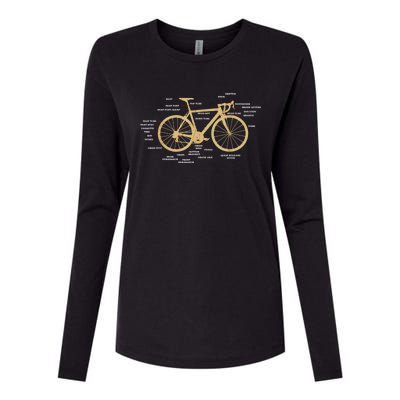 Bicycle Cycling Anatomy Road Bike Parts Biking Cyclist Womens Cotton Relaxed Long Sleeve T-Shirt