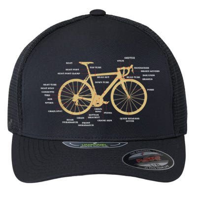 Bicycle Cycling Anatomy Road Bike Parts Biking Cyclist Flexfit Unipanel Trucker Cap