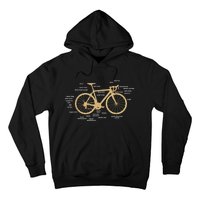 Bicycle Cycling Anatomy Road Bike Parts Biking Cyclist Hoodie