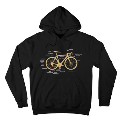 Bicycle Cycling Anatomy Road Bike Parts Biking Cyclist Hoodie