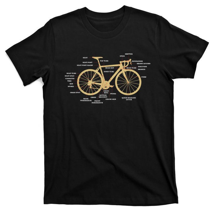 Bicycle Cycling Anatomy Road Bike Parts Biking Cyclist T-Shirt