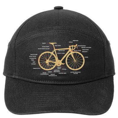 Bicycle Cycling Anatomy Road Bike Parts Biking Cyclist 7-Panel Snapback Hat