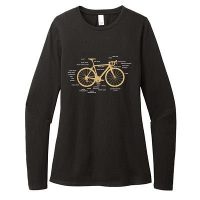 Bicycle Cycling Anatomy Road Bike Parts Biking Cyclist Womens CVC Long Sleeve Shirt