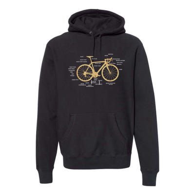 Bicycle Cycling Anatomy Road Bike Parts Biking Cyclist Premium Hoodie