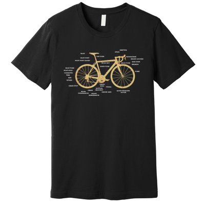 Bicycle Cycling Anatomy Road Bike Parts Biking Cyclist Premium T-Shirt