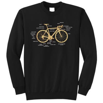 Bicycle Cycling Anatomy Road Bike Parts Biking Cyclist Tall Sweatshirt