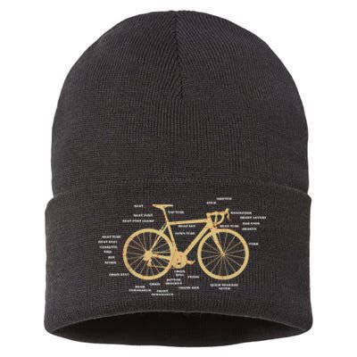 Bicycle Cycling Anatomy Road Bike Parts Biking Cyclist Sustainable Knit Beanie