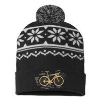 Bicycle Cycling Anatomy Road Bike Parts Biking Cyclist USA-Made Snowflake Beanie