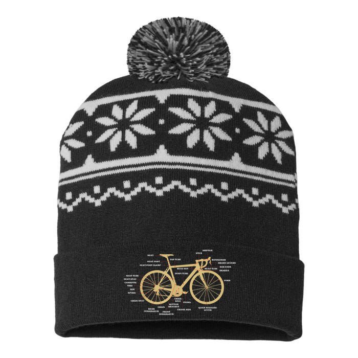 Bicycle Cycling Anatomy Road Bike Parts Biking Cyclist USA-Made Snowflake Beanie