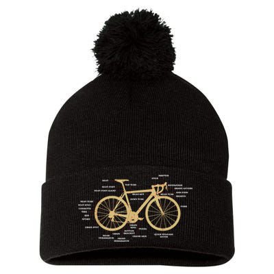 Bicycle Cycling Anatomy Road Bike Parts Biking Cyclist Pom Pom 12in Knit Beanie