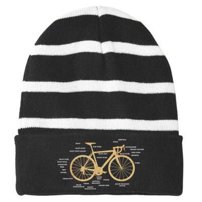 Bicycle Cycling Anatomy Road Bike Parts Biking Cyclist Striped Beanie with Solid Band