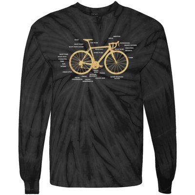 Bicycle Cycling Anatomy Road Bike Parts Biking Cyclist Tie-Dye Long Sleeve Shirt