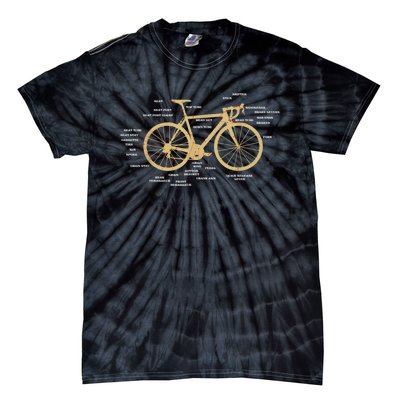 Bicycle Cycling Anatomy Road Bike Parts Biking Cyclist Tie-Dye T-Shirt