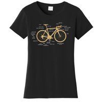 Bicycle Cycling Anatomy Road Bike Parts Biking Cyclist Women's T-Shirt