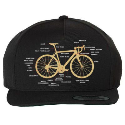 Bicycle Cycling Anatomy Road Bike Parts Biking Cyclist Wool Snapback Cap