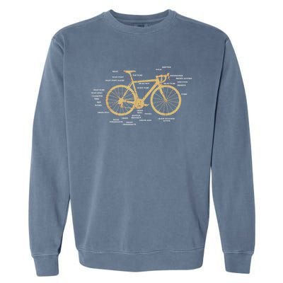 Bicycle Cycling Anatomy Road Bike Parts Biking Cyclist Garment-Dyed Sweatshirt