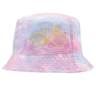 Bicycle Cycling Anatomy Road Bike Parts Biking Cyclist Tie-Dyed Bucket Hat