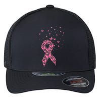 Breast Cancer Awareness Pink Butterfly Ribbon Flexfit Unipanel Trucker Cap